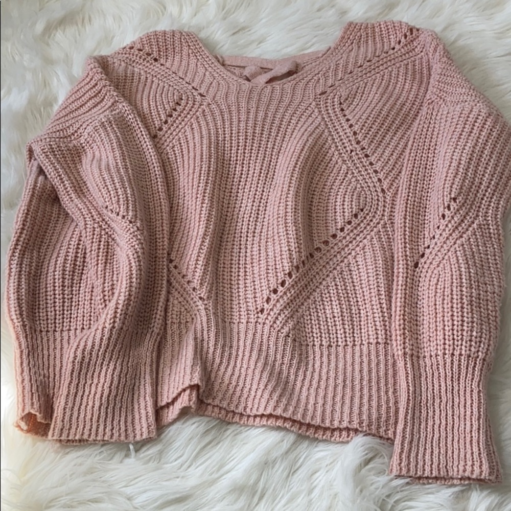 Cute pink sweater with detailed strap back